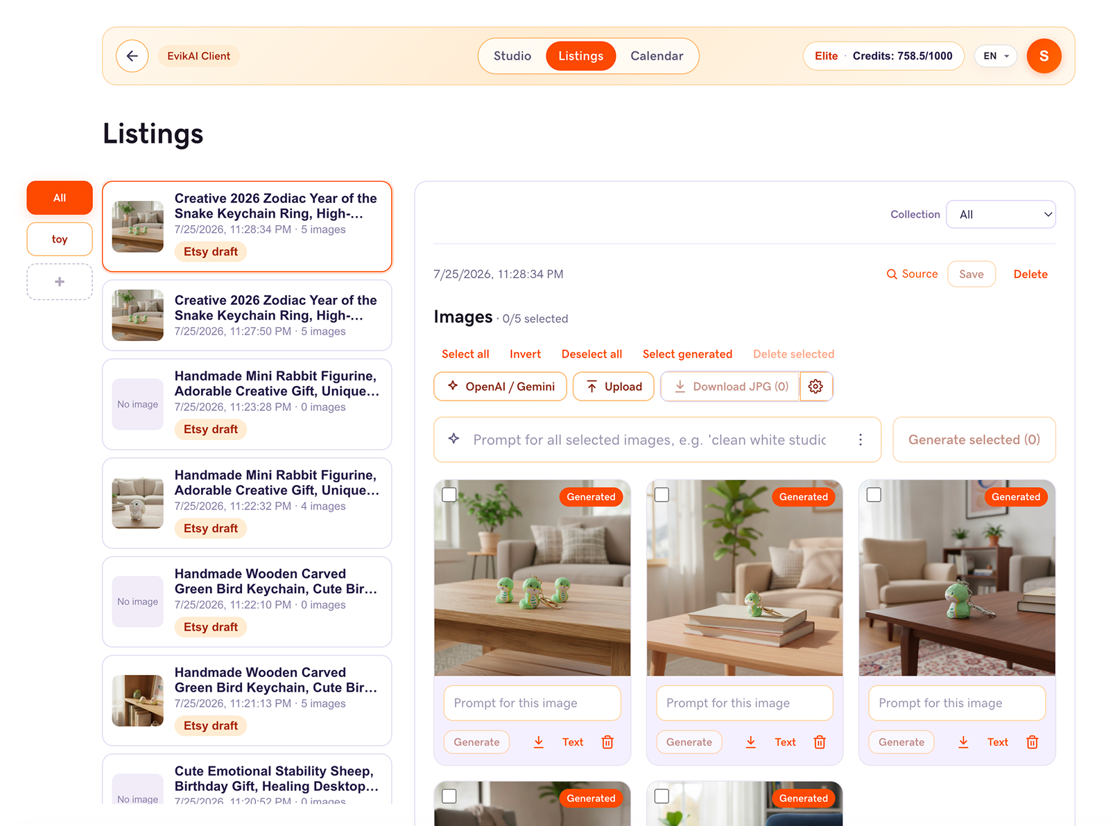 Current orange Client interface for content preparation